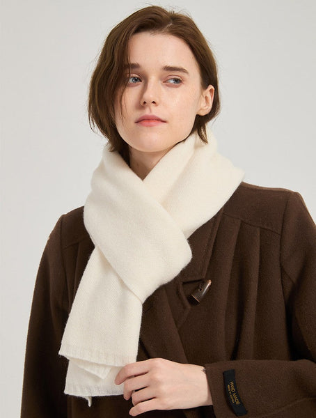 Modern Wool Scarf for Women, Cold Weather Scarves, Winter Cashmere Scarf, Casual Scarf for Women, Birthday Gift for Girl, White Soft Wool Scarf for Women-Silvia Home Craft