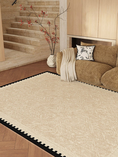 Modern Rugs for Dining Room, Mid Century Modern Rugs Next to Bed, Contemporary Rugs for Bedroom, Cream Modern Carpets for Living Room-Silvia Home Craft