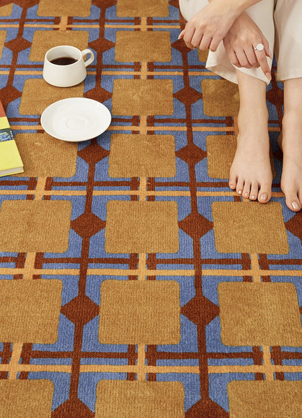 Modern Rugs under Coffee Table, Abstract Contemporary Round Rugs, Modern Rugs for Dining Room, Geometric Modern Rugs for Bedroom-Silvia Home Craft