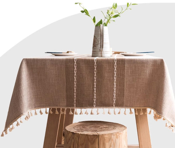 Farmhouse Cotton and Linen Tablecloths, Rectangular Tablecloth for Oval Table, Kitchen Rectangular Table Covers, Modern Table Cloths for Dining Room-Silvia Home Craft