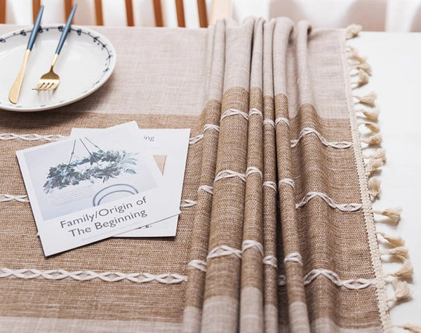 Farmhouse Cotton and Linen Tablecloths, Rectangular Tablecloth for Oval Table, Kitchen Rectangular Table Covers, Modern Table Cloths for Dining Room-Silvia Home Craft