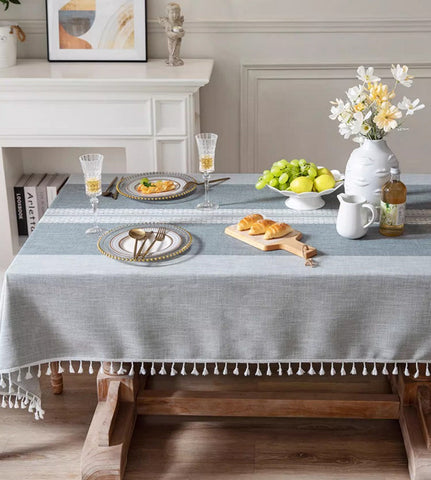 Country Farmhouse Tablecloth, Large Rectangular Tablecloth for Oval Table, Rustic Table Covers for Kitchen, Cotton and Linen Tablecloth for Dining Room Table-Silvia Home Craft