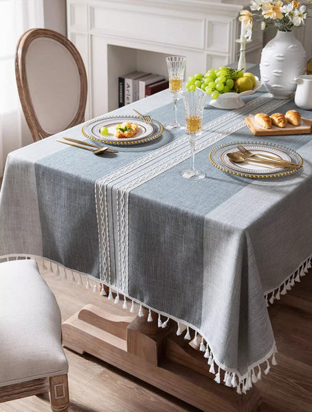 Country Farmhouse Tablecloth, Large Rectangular Tablecloth for Oval Table, Rustic Table Covers for Kitchen, Cotton and Linen Tablecloth for Dining Room Table-Silvia Home Craft