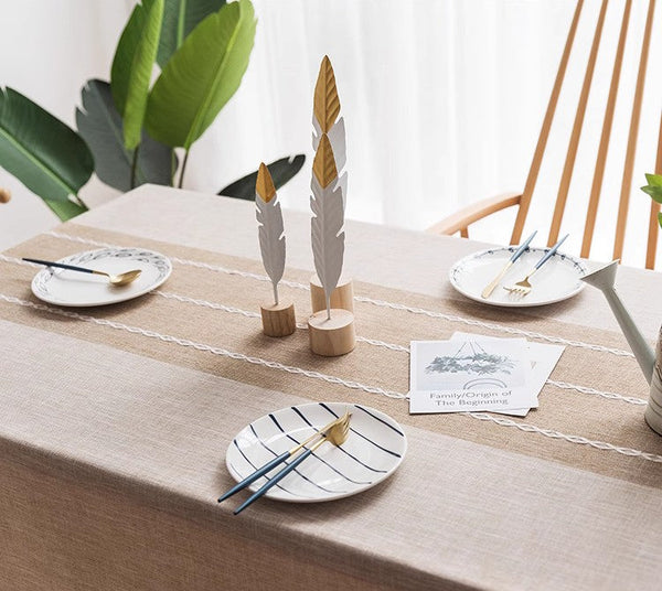 Farmhouse Cotton and Linen Tablecloths, Rectangular Tablecloth for Oval Table, Kitchen Rectangular Table Covers, Modern Table Cloths for Dining Room-Silvia Home Craft