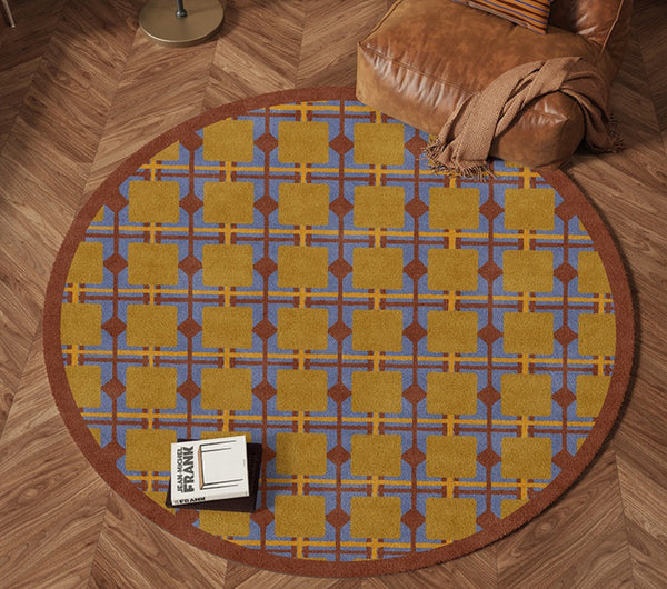 Modern Rugs under Coffee Table, Abstract Contemporary Round Rugs, Modern Rugs for Dining Room, Geometric Modern Rugs for Bedroom-Silvia Home Craft