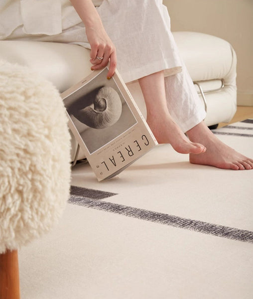 Geometric Contemporary Modern Rugs Next to Bed, Modern Carpets for Office, Abstract Area Rugs for Living Room, Modern Soft Rugs under Dining Room Table-Silvia Home Craft