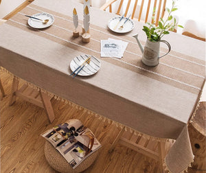 Farmhouse Cotton and Linen Tablecloths, Rectangular Tablecloth for Oval Table, Kitchen Rectangular Table Covers, Modern Table Cloths for Dining Room-Silvia Home Craft