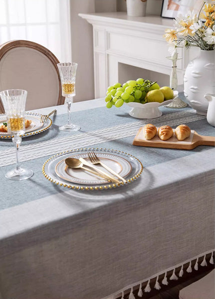 Country Farmhouse Tablecloth, Large Rectangular Tablecloth for Oval Table, Rustic Table Covers for Kitchen, Cotton and Linen Tablecloth for Dining Room Table-Silvia Home Craft