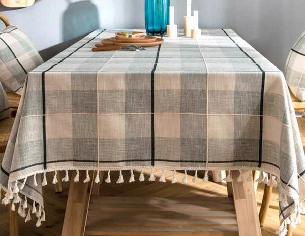 Kitchen Rectangular Table Covers, Farmhouse Table Cloths for Dining Room, Rectangular Tablecloth for Oval Table, Cotton and Linen Tablecloths-Silvia Home Craft