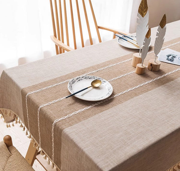 Farmhouse Cotton and Linen Tablecloths, Rectangular Tablecloth for Oval Table, Kitchen Rectangular Table Covers, Modern Table Cloths for Dining Room-Silvia Home Craft