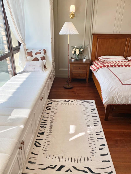 Abstract Cream Color Modern Carpets for Living Room, Modern Rugs for Dining Room, Soft Contemporary Rugs for Bedroom, Mid Century Modern Rugs Next to Bed-Silvia Home Craft