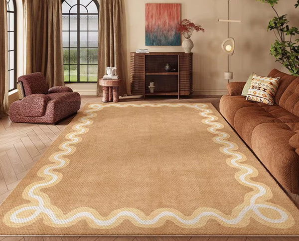 Dining Room Geometric Modern Rugs, Large Modern Rugs for Living Room, Bedroom Modern Rugs, Cream Color Contemporary Modern Rugs-Silvia Home Craft