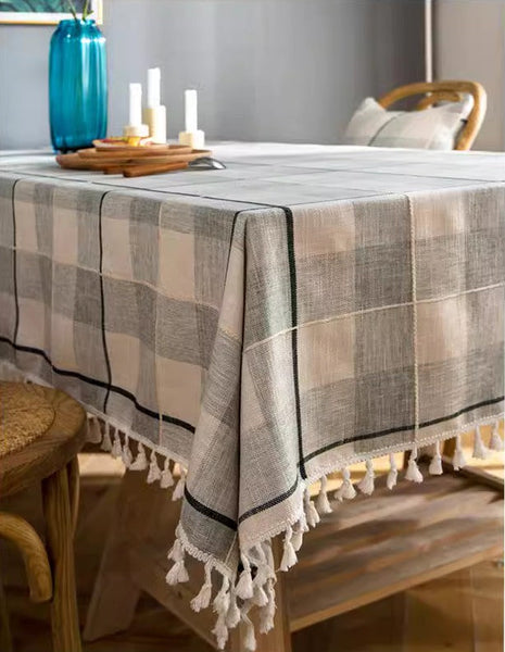 Kitchen Rectangular Table Covers, Farmhouse Table Cloths for Dining Room, Rectangular Tablecloth for Oval Table, Cotton and Linen Tablecloths-Silvia Home Craft