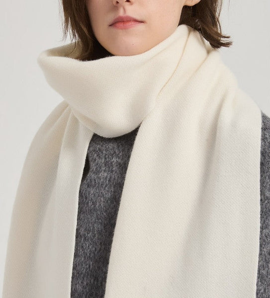 Modern Wool Scarf for Women, Cold Weather Scarves, Winter Cashmere Scarf, Casual Scarf for Women, Birthday Gift for Girl, White Soft Wool Scarf for Women-Silvia Home Craft