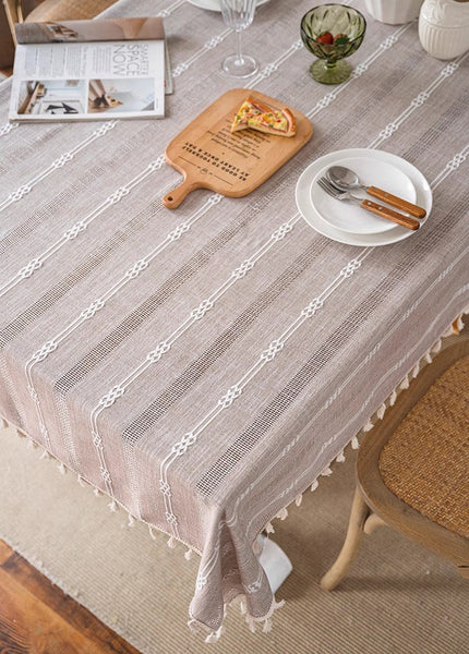 Large Modern Rectangular Table Cloth for Dining Room Table, Linen Square Tablecloth for Kitchen, Large Table Covers for Sale-Silvia Home Craft