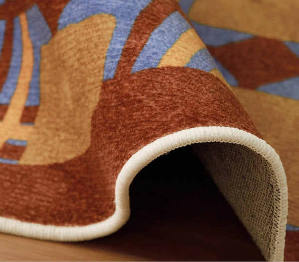 Modern Rugs under Coffee Table, Abstract Contemporary Round Rugs, Modern Rugs for Dining Room, Geometric Modern Rugs for Bedroom-Silvia Home Craft