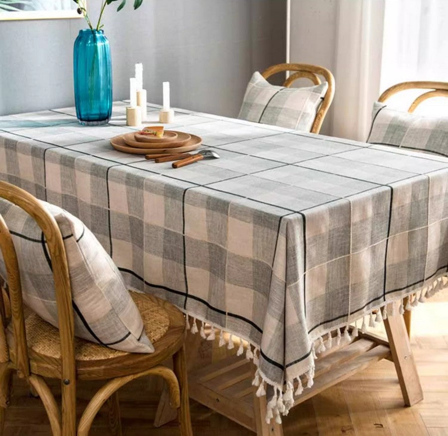 Kitchen Rectangular Table Covers, Farmhouse Table Cloths for Dining Room, Rectangular Tablecloth for Oval Table, Cotton and Linen Tablecloths-Silvia Home Craft