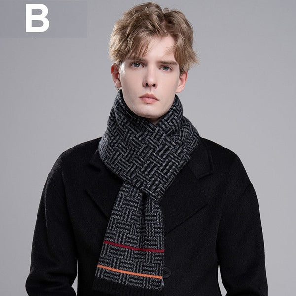 Modern Casual Scarf Men, Formal Men Scarf Styles, Men's Wool Scarf Winter, Business Wool Scarf for Gentleman, Men's Winter Scarf, Thick Wool Scarf for Men-Silvia Home Craft