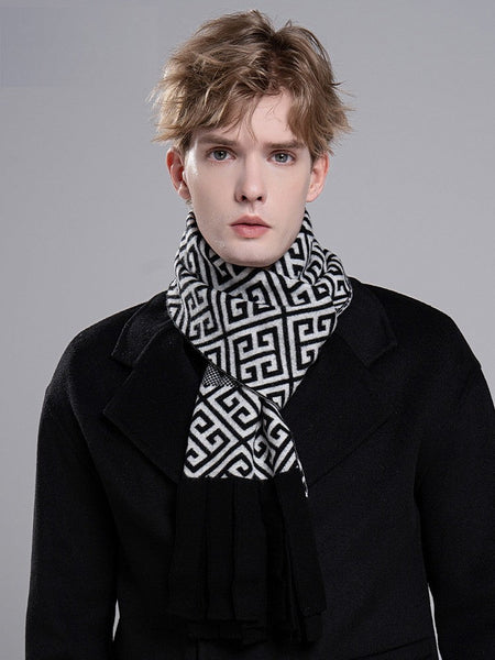 Formal Men Scarf Styles, Men's Wool Scarf Winter, Modern Casual Scarf Men, Men's Winter Scarf, Thick Wool Scarf for Men, Business Wool Scarf for Gentleman-Silvia Home Craft
