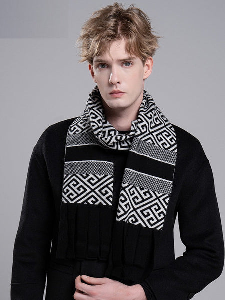 Formal Men Scarf Styles, Men's Wool Scarf Winter, Modern Casual Scarf Men, Men's Winter Scarf, Thick Wool Scarf for Men, Business Wool Scarf for Gentleman-Silvia Home Craft