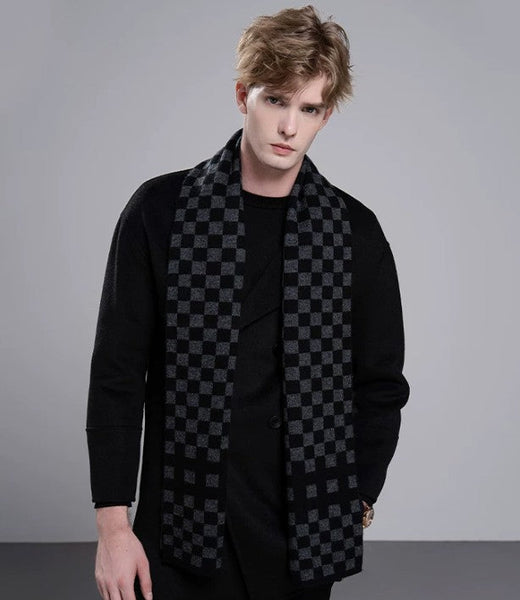 Business Wool Scarf for Gentleman, Modern Casual Scarf Men, Men's Wool Scarf Winter, Formal Men Scarf Styles, Men's Winter Scarf, Thick Wool Scarf for Men-Silvia Home Craft