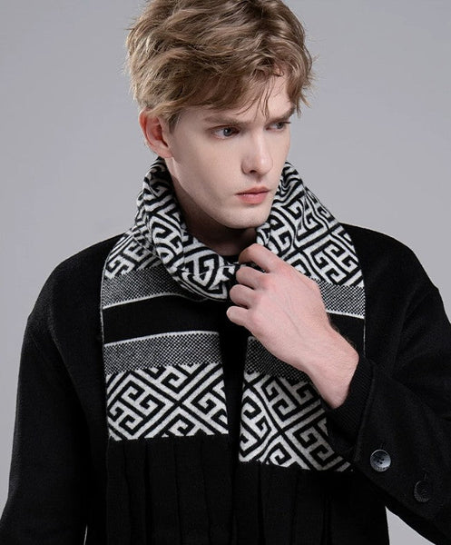 Formal Men Scarf Styles, Men's Wool Scarf Winter, Modern Casual Scarf Men, Men's Winter Scarf, Thick Wool Scarf for Men, Business Wool Scarf for Gentleman-Silvia Home Craft