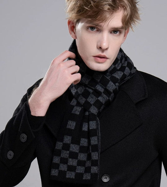 Business Wool Scarf for Gentleman, Modern Casual Scarf Men, Men's Wool Scarf Winter, Formal Men Scarf Styles, Men's Winter Scarf, Thick Wool Scarf for Men-Silvia Home Craft
