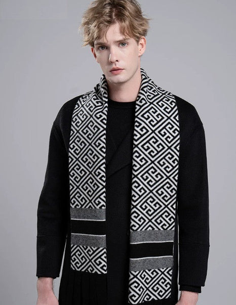 Formal Men Scarf Styles, Men's Wool Scarf Winter, Modern Casual Scarf Men, Men's Winter Scarf, Thick Wool Scarf for Men, Business Wool Scarf for Gentleman-Silvia Home Craft