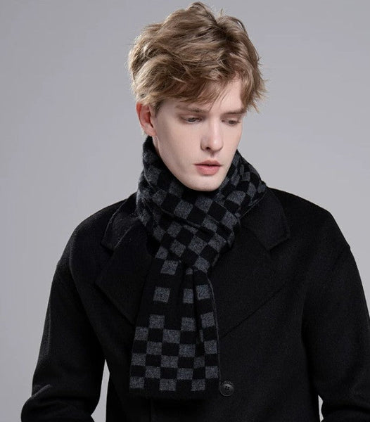 Business Wool Scarf for Gentleman, Modern Casual Scarf Men, Men's Wool Scarf Winter, Formal Men Scarf Styles, Men's Winter Scarf, Thick Wool Scarf for Men-Silvia Home Craft