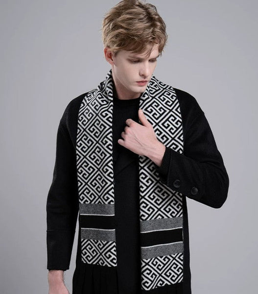 Formal Men Scarf Styles, Men's Wool Scarf Winter, Modern Casual Scarf Men, Men's Winter Scarf, Thick Wool Scarf for Men, Business Wool Scarf for Gentleman-Silvia Home Craft