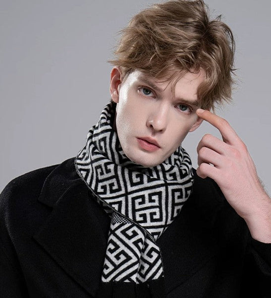 Formal Men Scarf Styles, Men's Wool Scarf Winter, Modern Casual Scarf Men, Men's Winter Scarf, Thick Wool Scarf for Men, Business Wool Scarf for Gentleman-Silvia Home Craft