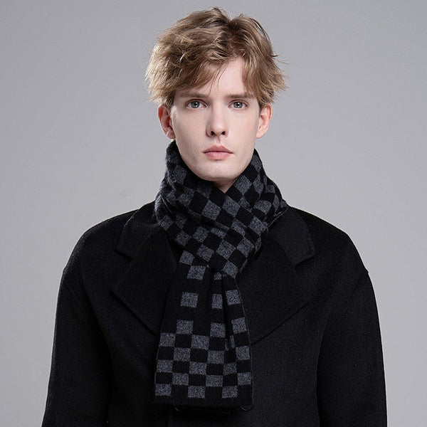 Business Wool Scarf for Gentleman, Modern Casual Scarf Men, Men's Wool Scarf Winter, Formal Men Scarf Styles, Men's Winter Scarf, Thick Wool Scarf for Men-Silvia Home Craft