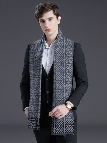 Formal Men Scarf Styles, Men's Winter Scarves, Thick Wool Scarf for Men, Modern Business Wool Scarf for Gentleman, Soft Casual Scarf Men, Men's Winter Wool Scarf-Silvia Home Craft
