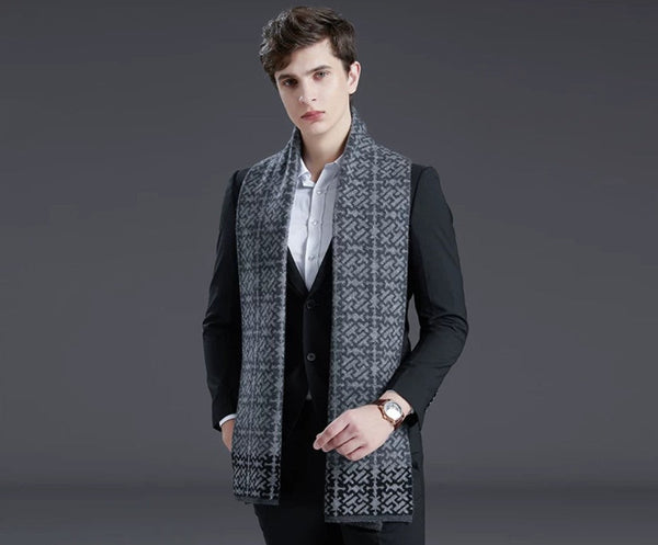 Formal Men Scarf Styles, Men's Winter Scarves, Thick Wool Scarf for Men, Modern Business Wool Scarf for Gentleman, Soft Casual Scarf Men, Men's Winter Wool Scarf-Silvia Home Craft