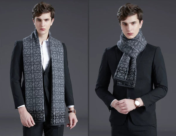 Formal Men Scarf Styles, Men's Winter Scarves, Thick Wool Scarf for Men, Modern Business Wool Scarf for Gentleman, Soft Casual Scarf Men, Men's Winter Wool Scarf-Silvia Home Craft
