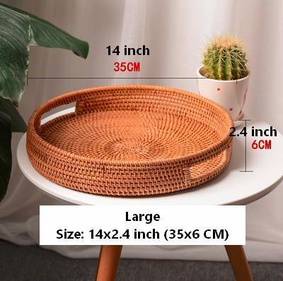 Rattan Round Basket with Handle, Storage Baskets for Kitchen, Woven Storage Baskets, Rattan Storage Basket-Silvia Home Craft