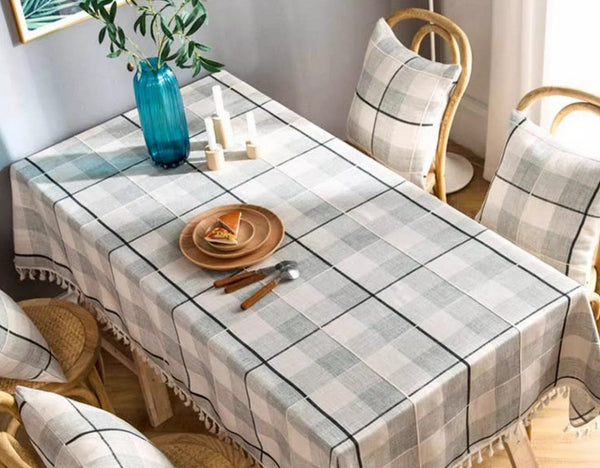 Kitchen Rectangular Table Covers, Farmhouse Table Cloths for Dining Room, Rectangular Tablecloth for Oval Table, Cotton and Linen Tablecloths-Silvia Home Craft