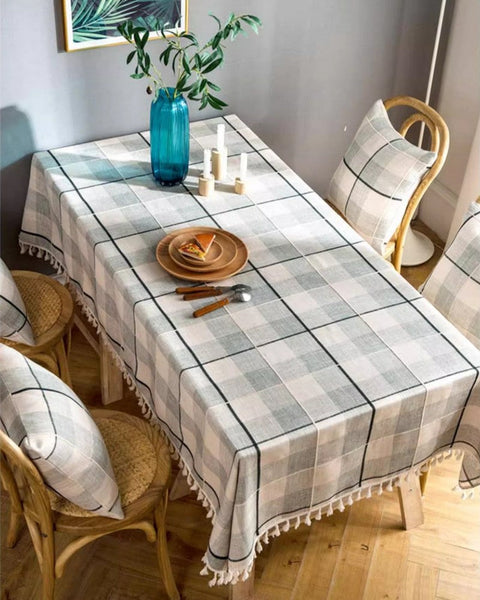 Kitchen Rectangular Table Covers, Farmhouse Table Cloths for Dining Room, Rectangular Tablecloth for Oval Table, Cotton and Linen Tablecloths-Silvia Home Craft