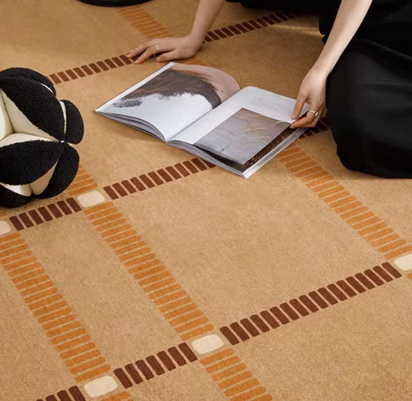 Modern Carpets Next to Bed, Contemporary Area Rugs for Bedroom, Mid Century Area Rugs, Modern Rugs under Dining Room Table-Silvia Home Craft