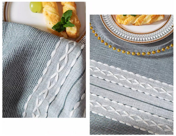 Country Farmhouse Tablecloth, Large Rectangular Tablecloth for Oval Table, Rustic Table Covers for Kitchen, Cotton and Linen Tablecloth for Dining Room Table-Silvia Home Craft