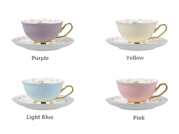 Elegant Ceramic Coffee Cups, Beautiful British Tea Cups, Unique Afternoon Tea Cups and Saucers in Gift Box, Royal Bone China Porcelain Tea Cup Set-Silvia Home Craft