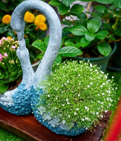 Large Mother and Baby Swans for Garden, Swan Flowerpot, Animal Statue for Garden Courtyard Ornament, Villa Outdoor Decor Gardening Ideas-Silvia Home Craft