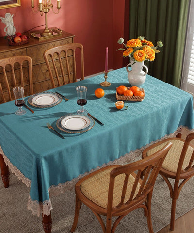 Table Cover for Dining Room Table, Green Lace Tablecloth for Home Decoration, Large Modern Rectangle Tablecloth, Square Tablecloth for Round Table-Silvia Home Craft