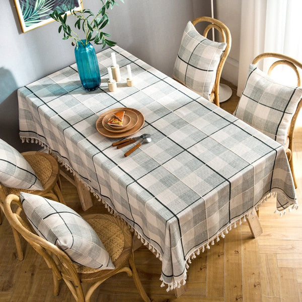 Kitchen Rectangular Table Covers, Farmhouse Table Cloths for Dining Room, Rectangular Tablecloth for Oval Table, Cotton and Linen Tablecloths-Silvia Home Craft