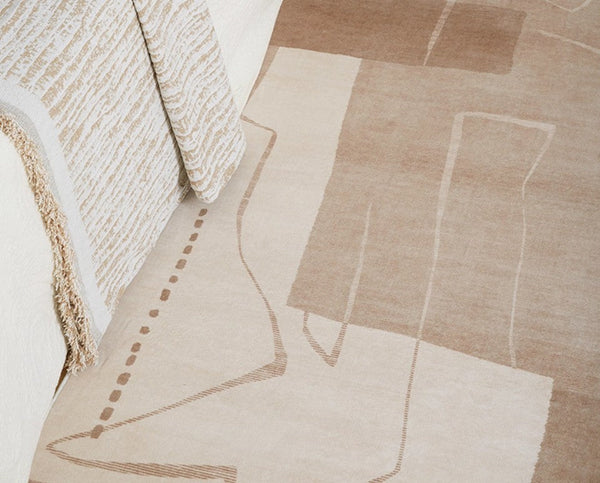 Unique Geometric Modern Rugs under Dining Room Table, Brown Modern Carpets for Office, Abstract Modern Rugs for Living Room, Contemporary Modern Rugs Next to Bed-Silvia Home Craft