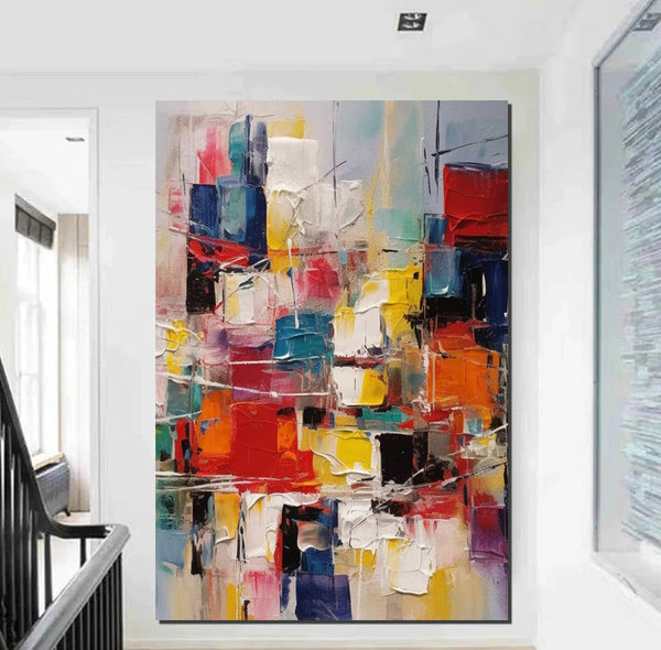 Hand Painted Canvas Art, Palette Knife Paintings, Modern Paintings for Living Room, Simple Painting Ideas for Bedroom-Silvia Home Craft