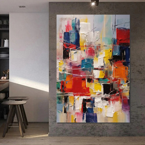 Hand Painted Canvas Art, Palette Knife Paintings, Modern Paintings for Living Room, Simple Painting Ideas for Bedroom-Silvia Home Craft