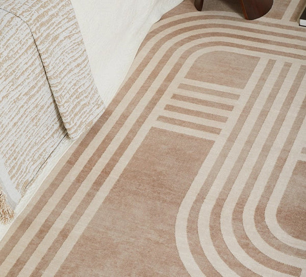 Unique Geometric Modern Rugs under Dining Room Table, Brown Modern Carpets for Office, Abstract Modern Rugs for Living Room, Contemporary Modern Rugs Next to Bed-Silvia Home Craft