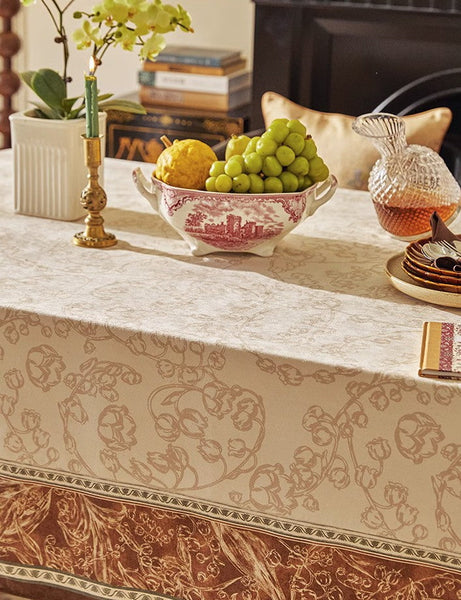 Flower Farmhouse Table Covers, Square Tablecloth for Round Table, Extra Large Modern Rectangular Tablecloth for Dining Room Table, Mid Century Tablecloth for Living Room-Silvia Home Craft