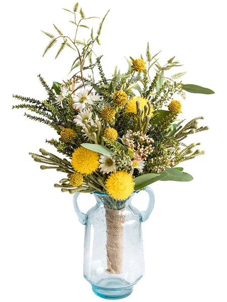 Beautiful Modern Artificial Flowers for Dining Room Table, Dandelion, Wheat Branch, Eucalyptus Globulus, Unique Flower Arrangement for Home Decoration-Silvia Home Craft